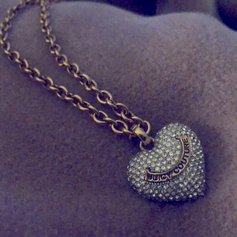 Juicy Couture Long Pave Rhinestone Heart Necklace
